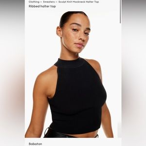 Aritzia Babaton Sculpt Knit Halter Top Black